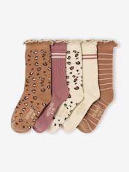 Pack of 5 pairs of "leopard" socks for girls