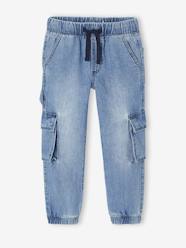 Boys-Loose Fit Denim Cargo Trousers for Boys