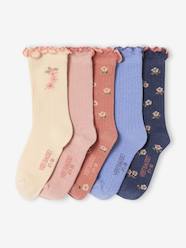 Pack of 5 pairs of "fleurettes" socks for girls