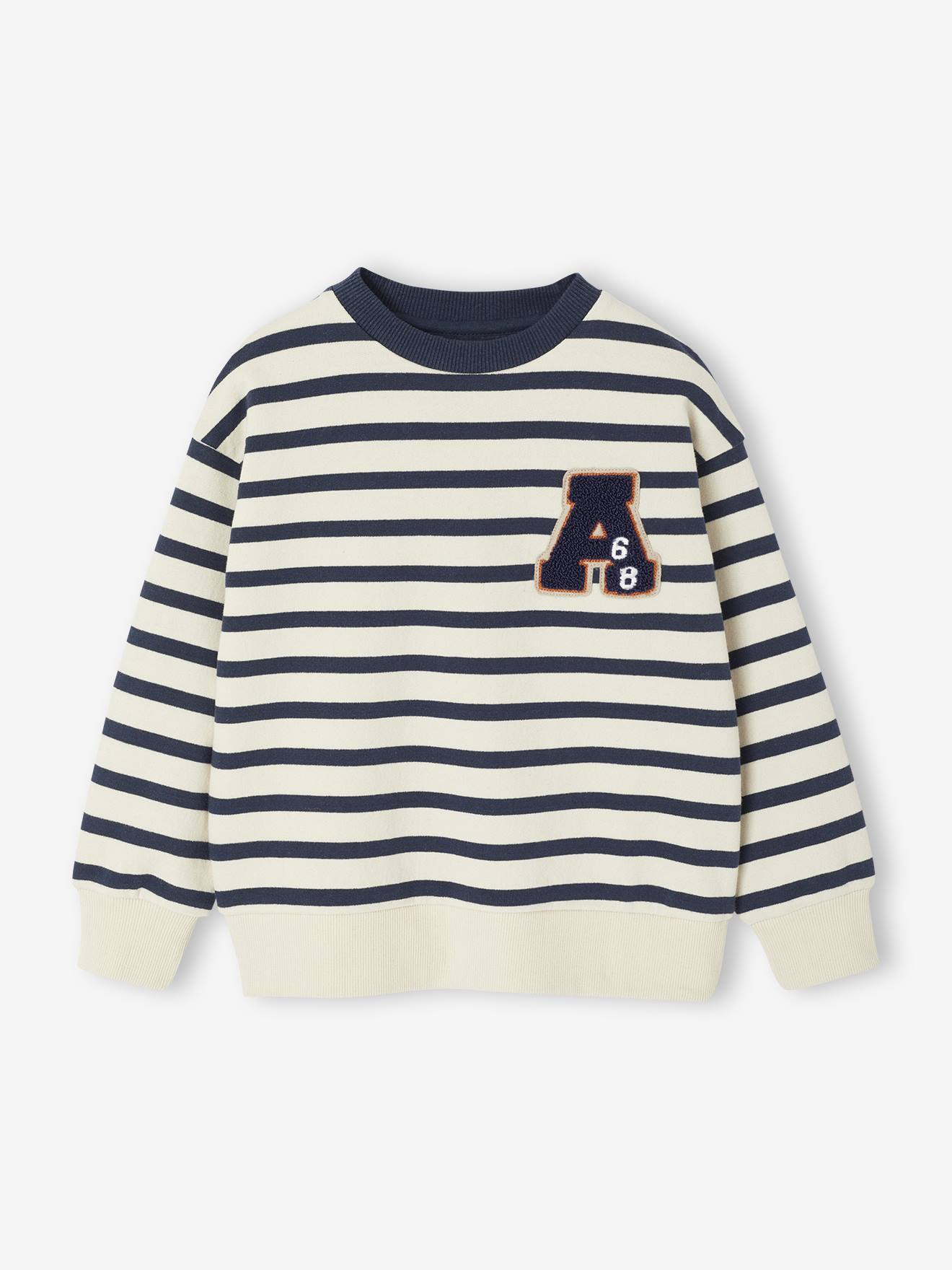 Sweatshirt with Wide Stripes & Boucle Badge