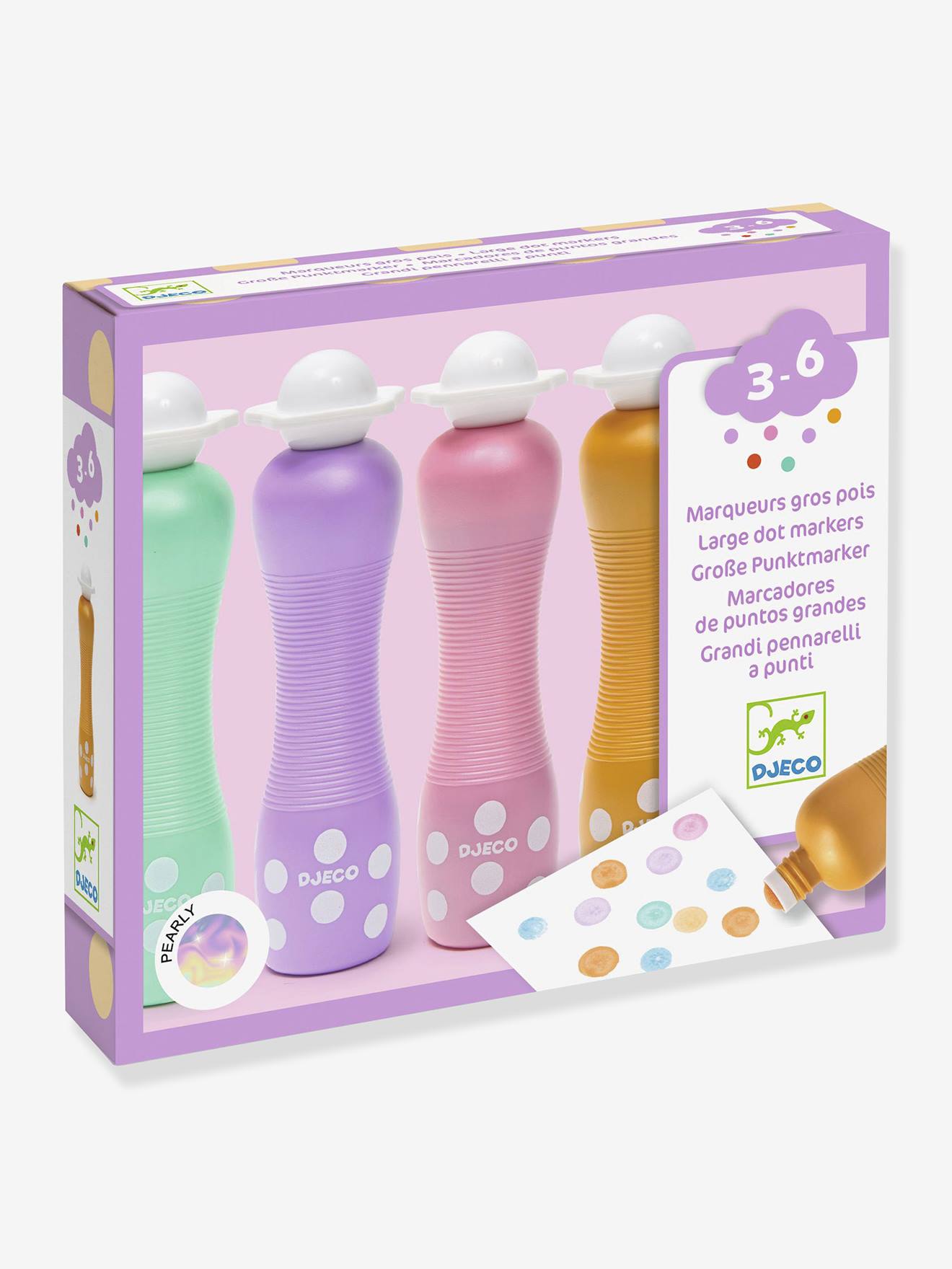 4 DJECO chunky dot markers rose