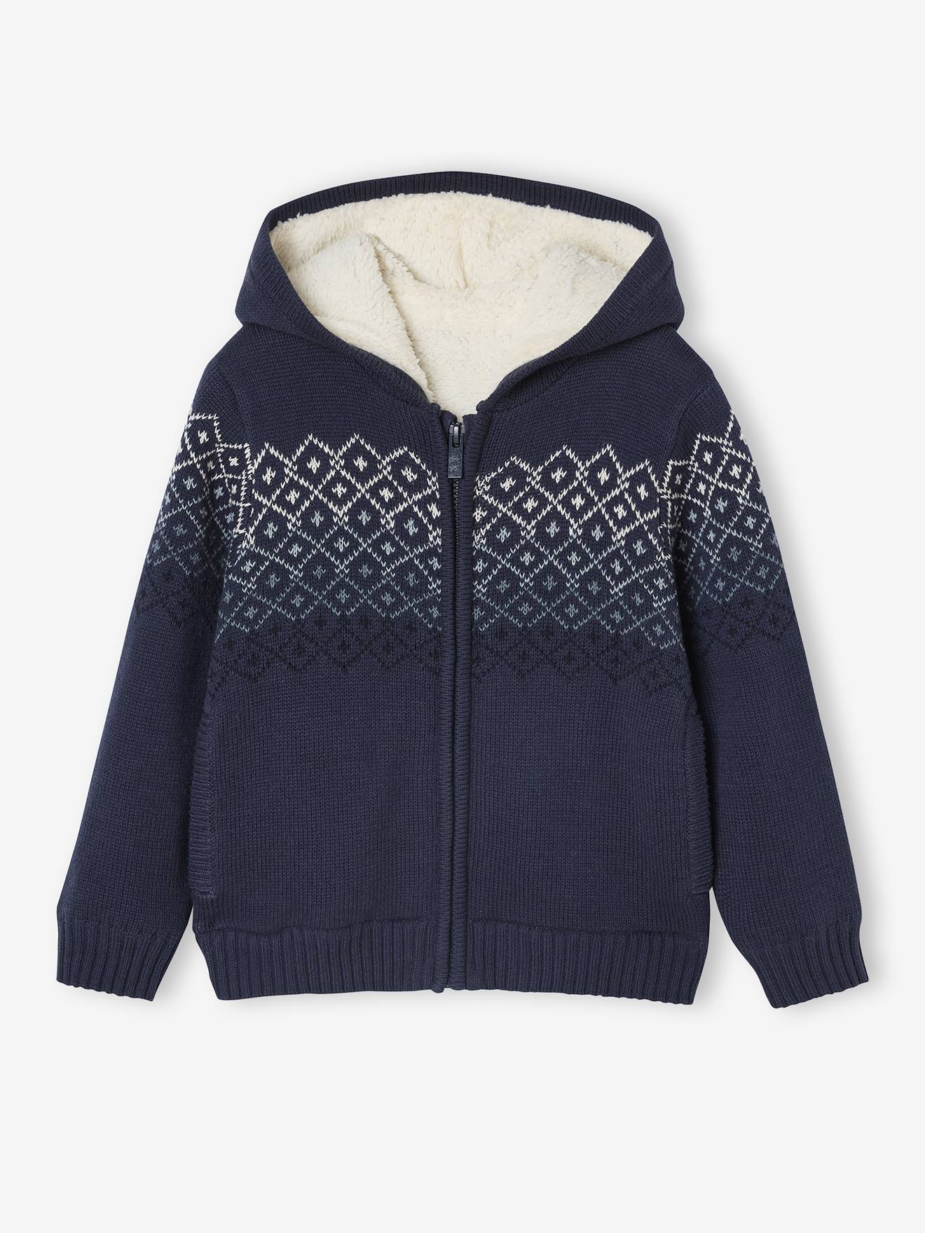 Hooded Sherpa-Lined Cardigan