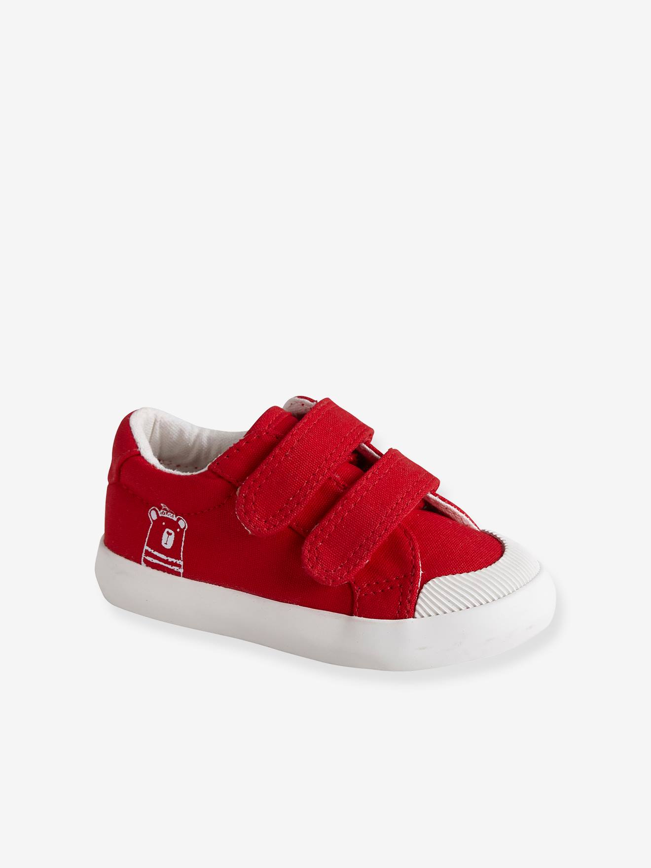 red canvas trainers