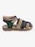 Touch Fastening Leather Sandals for Boys Beige+Black 