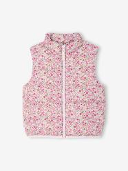 Sleeveless Lightweight Jacket with Floral Pattern for Girls