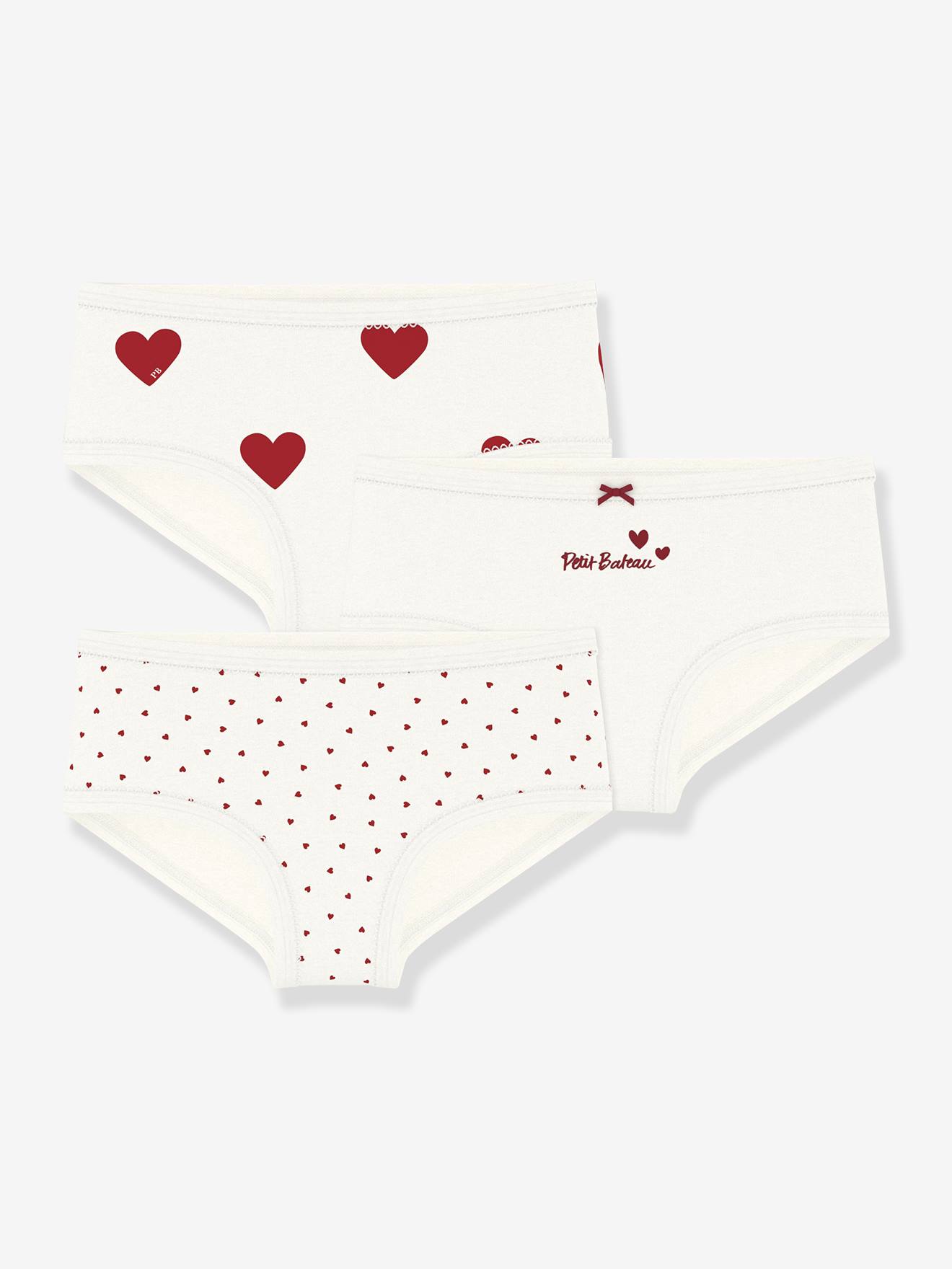 High-Waisted Cotton Briefs with Heart Print for Children