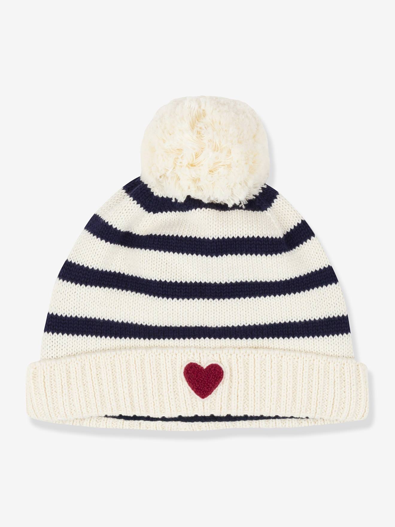 Striped Knitted Beanie with Fleece Lining