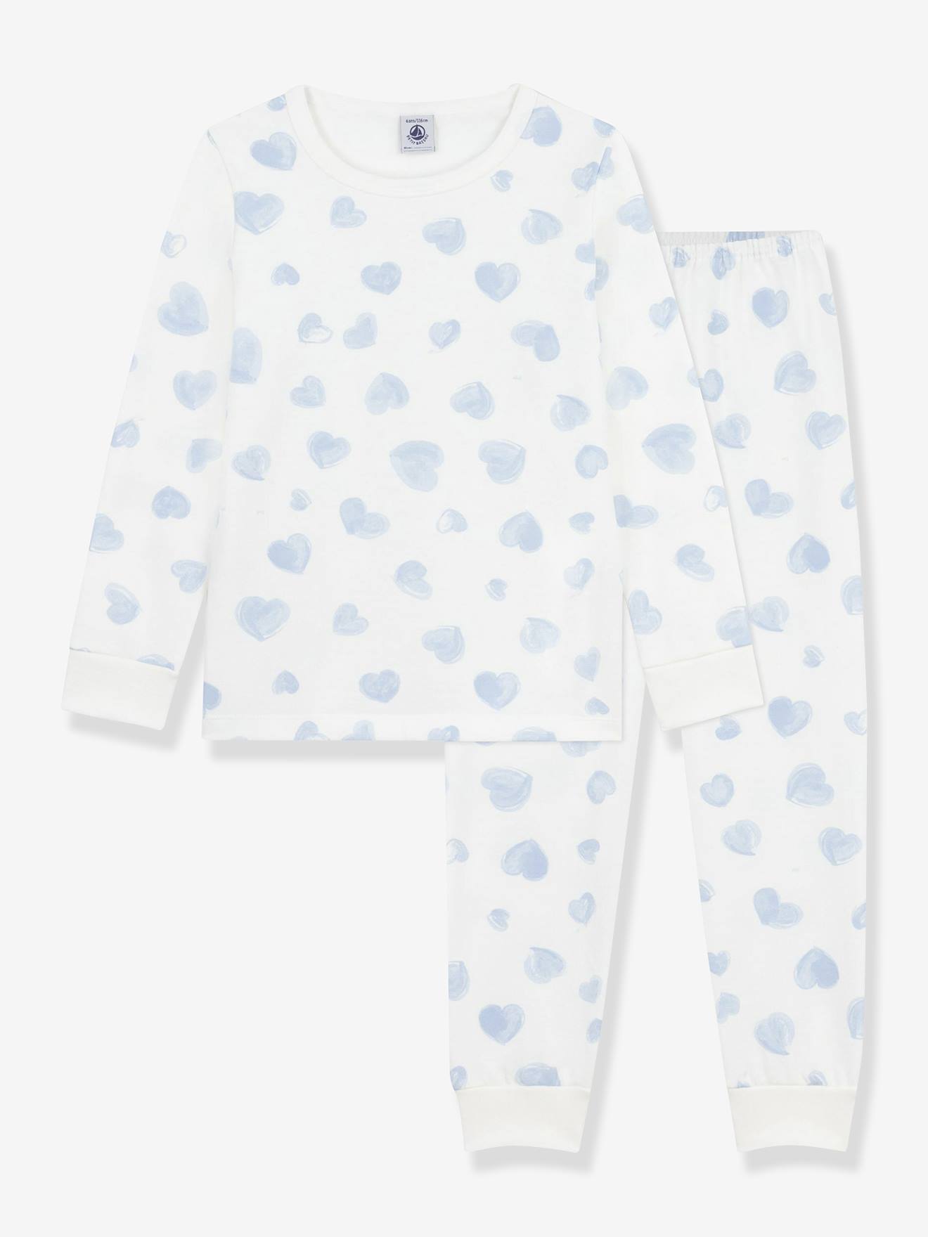 Children's pyjamas in printed fleece with heart design by PETIT BATEAU light