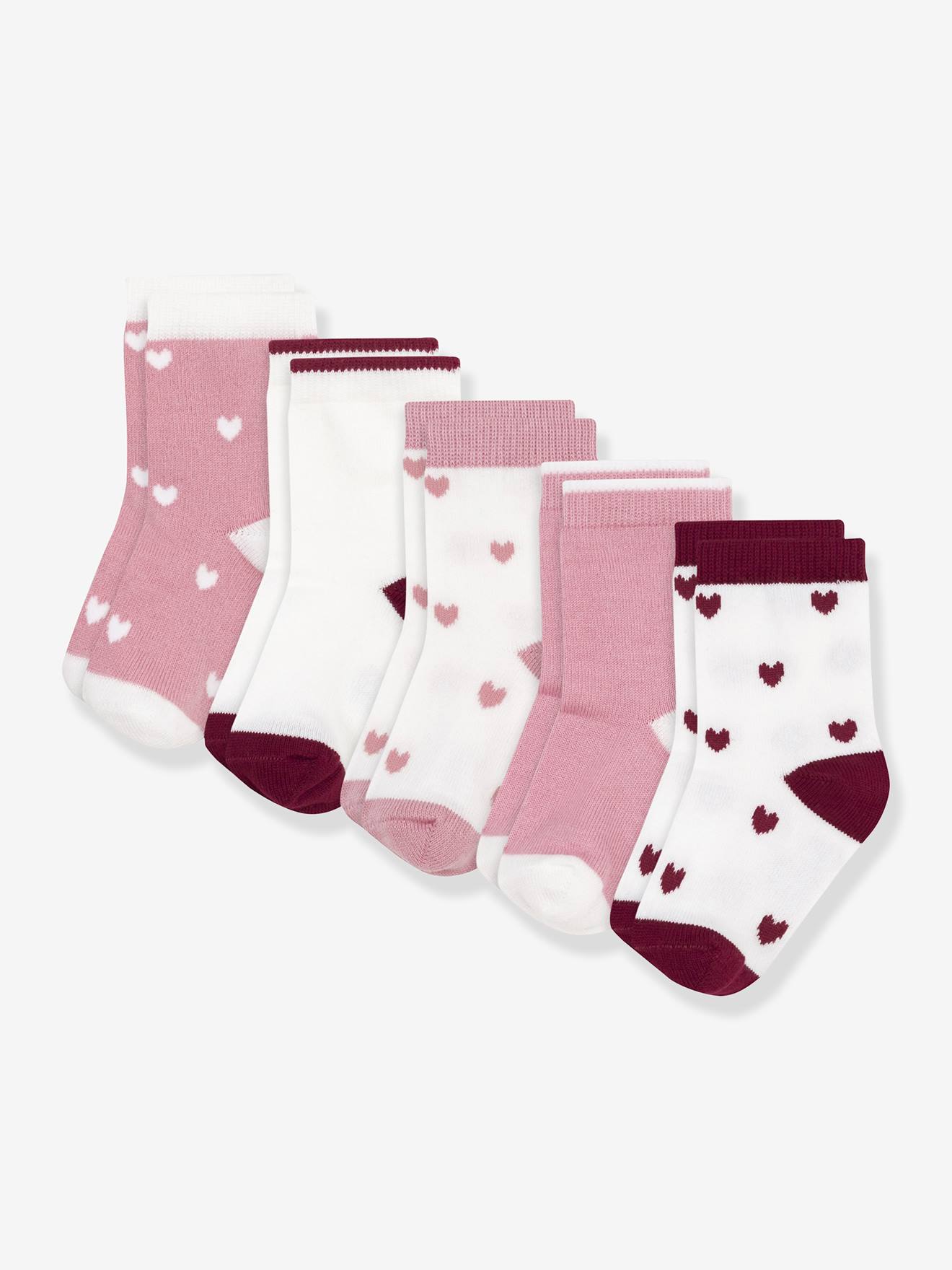 pairs of baby socks with heart patterns PETIT BATEAU