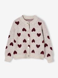 Girls- Cardigan with Jacquard Knit Hearts for Girls