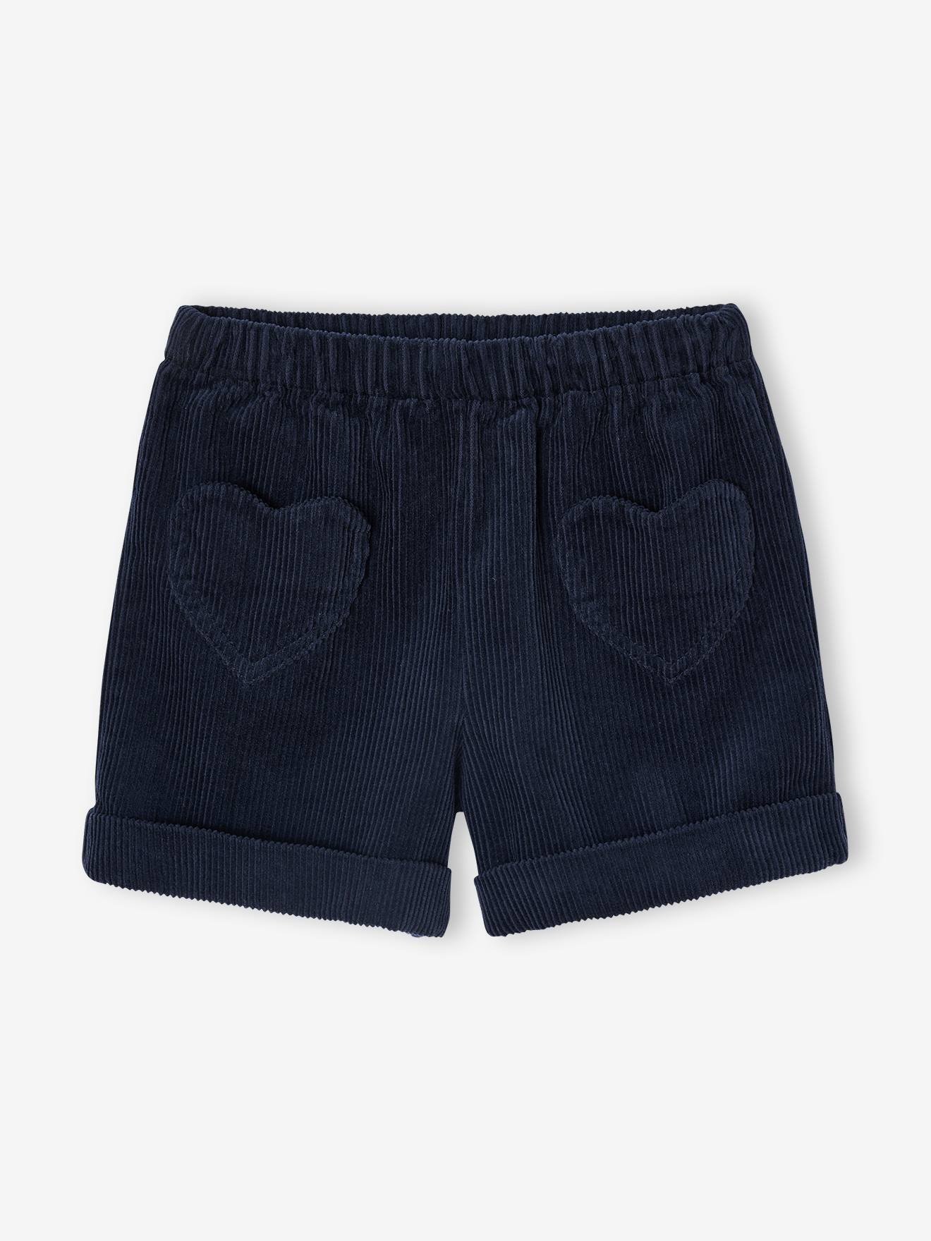 Corduroy Shorts with Heart Pockets