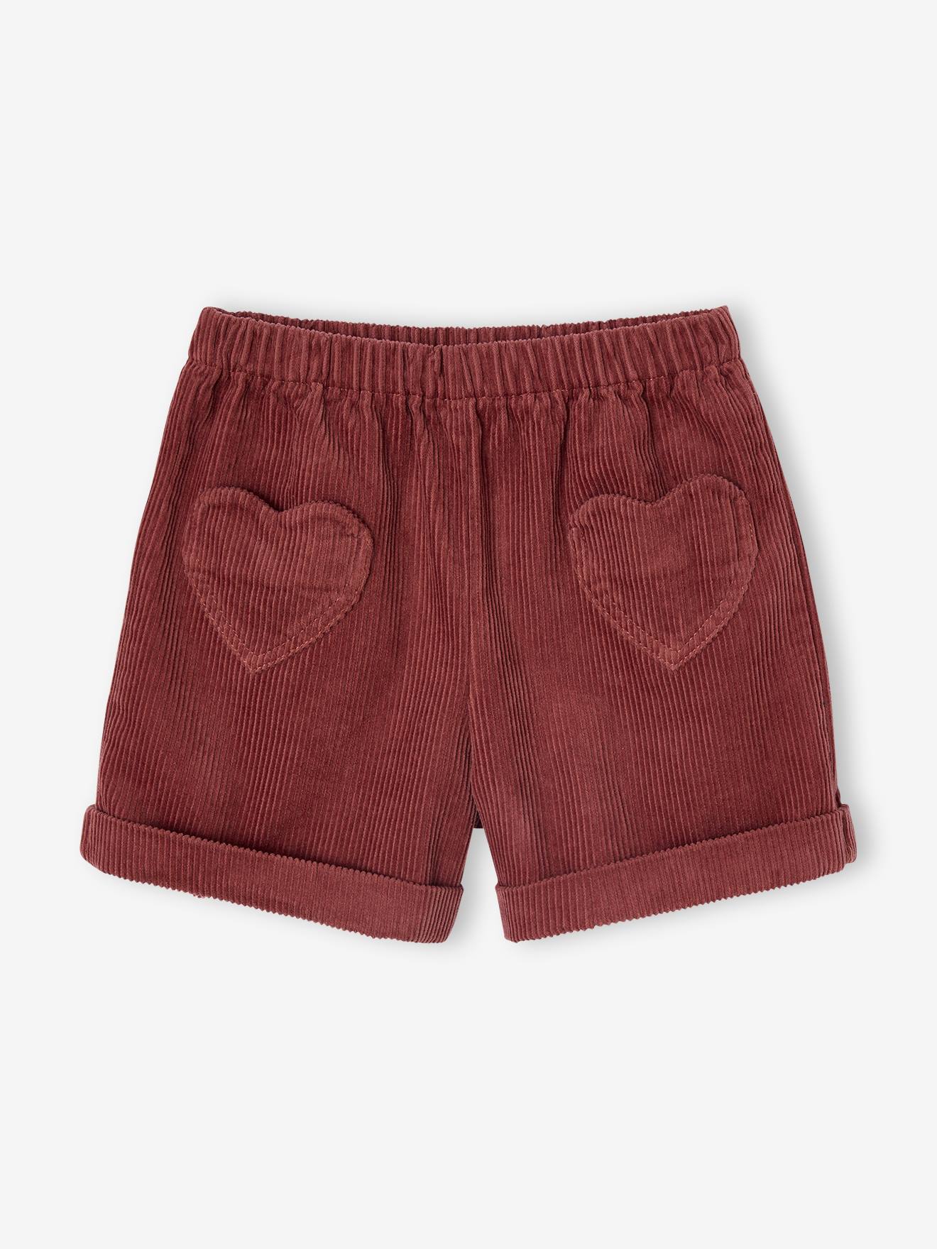 Corduroy Shorts with Heart Pockets