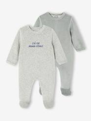 -Pack of 2 Velour Sleepsuits for Newborns