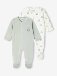 Baby-Pyjamas-Pack of 2 Velour Sleepsuits for Newborns