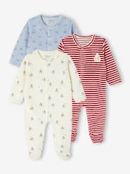 Baby-Pyjamas-Pack of 3 Velour Sleepsuits for Newborns