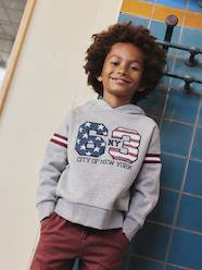 Boys-Cardigans, Jumpers & Sweatshirts-Sweatshirts & Hoodies-Hooded Sweatshirt with Print on the Front for Boys