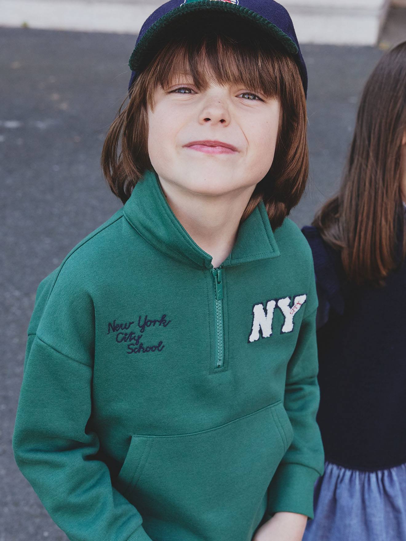 Embroidered Funnel-Neck Sweatshirt