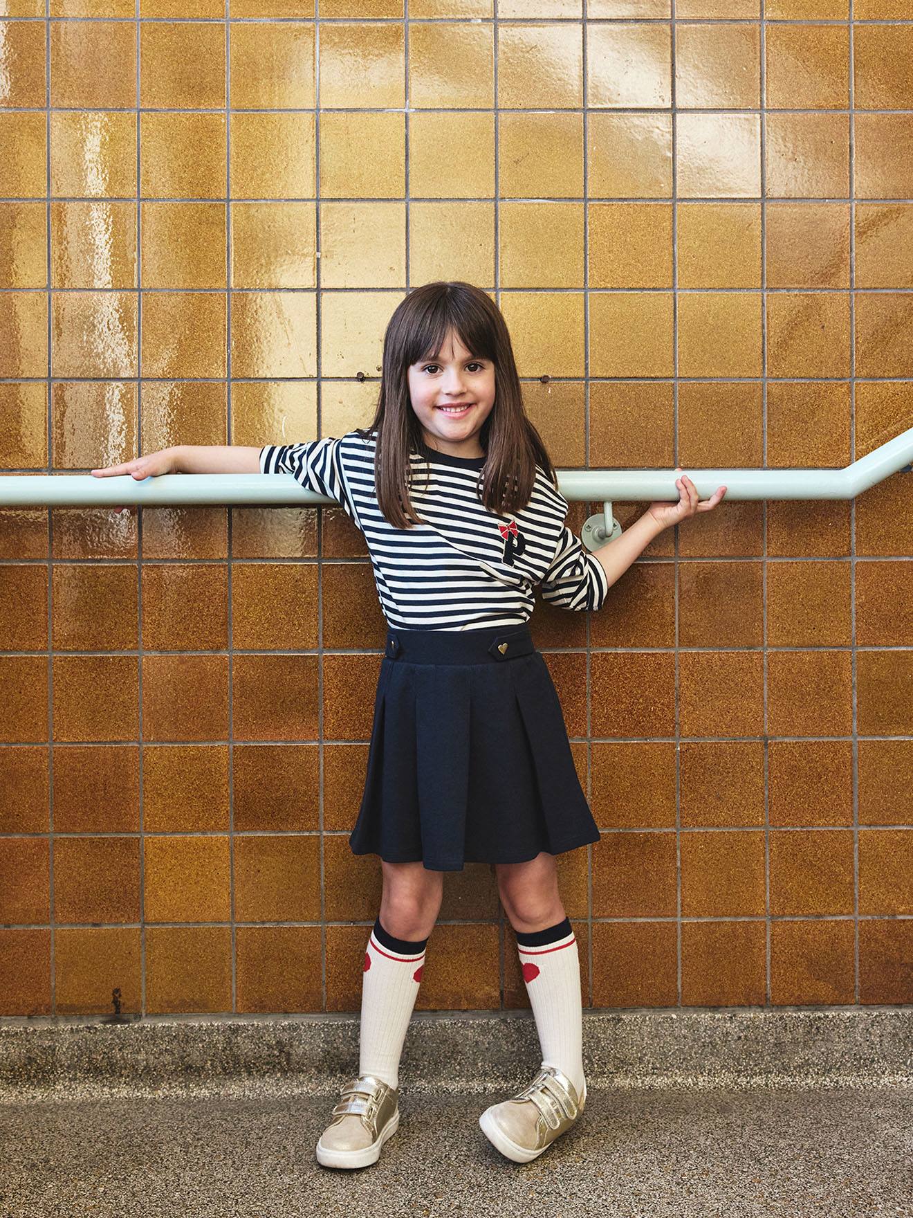 Pleated Pique Knit Skirt