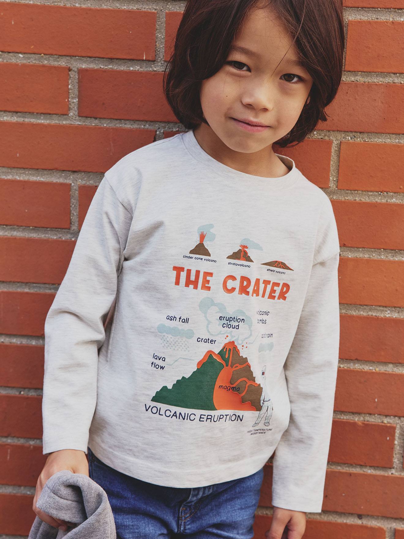 Printed Long-Sleeved T-Shirt with Details in Relief