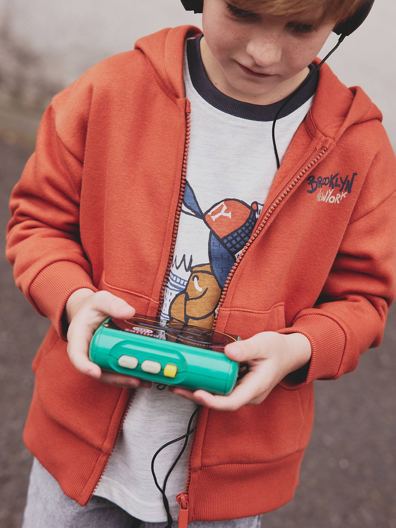 Hooded Sweatshirt with Print & Zip