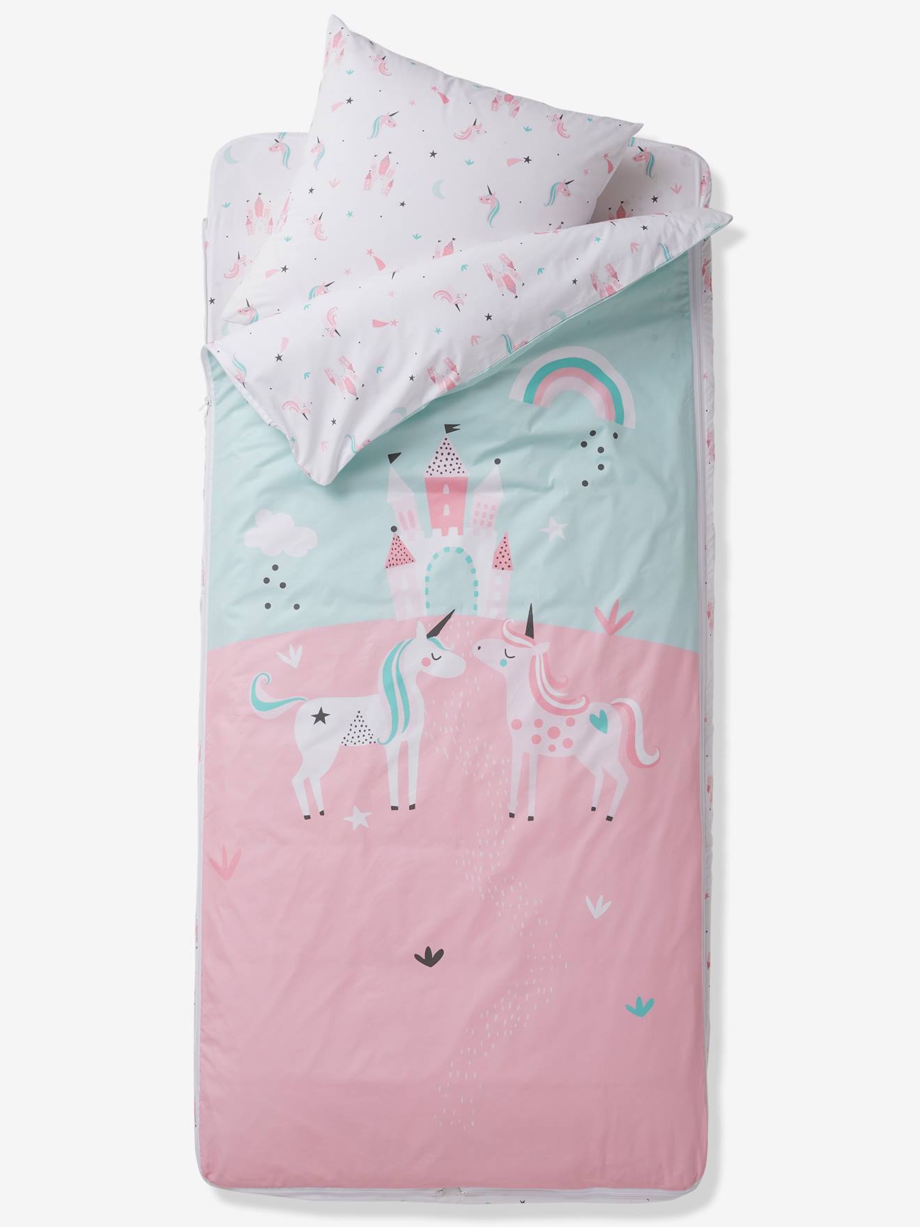 Ready-for-Bed Set without Duvet, Magic Unicorns Theme light pink