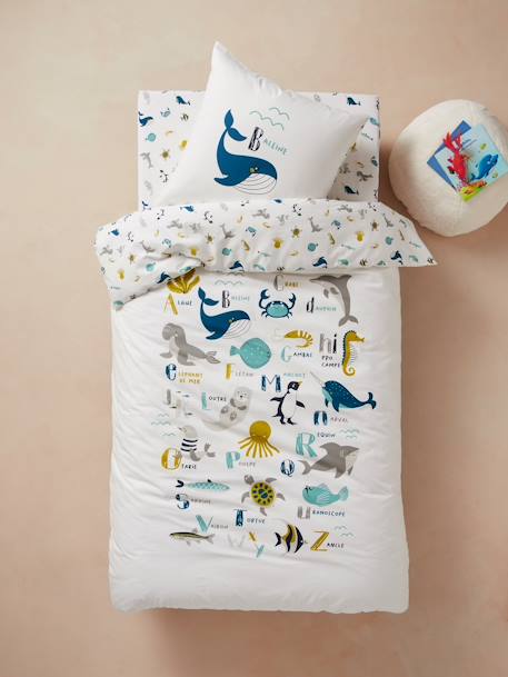 Duvet Cover Pillowcase Set For Children Marine Animal Alphabet