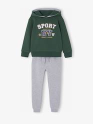 -Sports Set for Boys: Printed Hooded Sweatshirt + Plain Joggers
