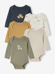 Pack of 5 Bodysuits with Cut-Away Shoulders for Newborns