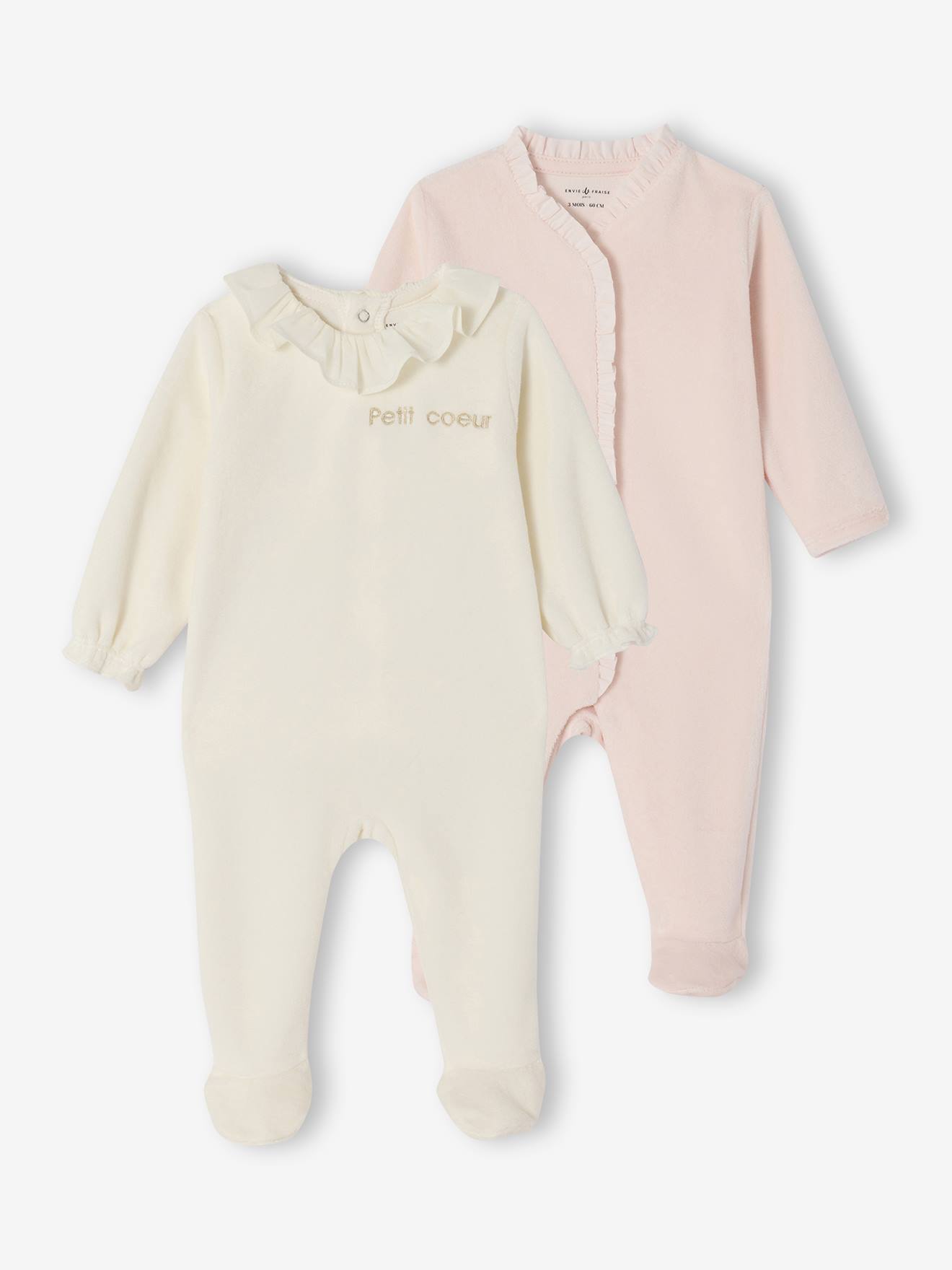 Sleepsuits in Velour for Newborn Girls