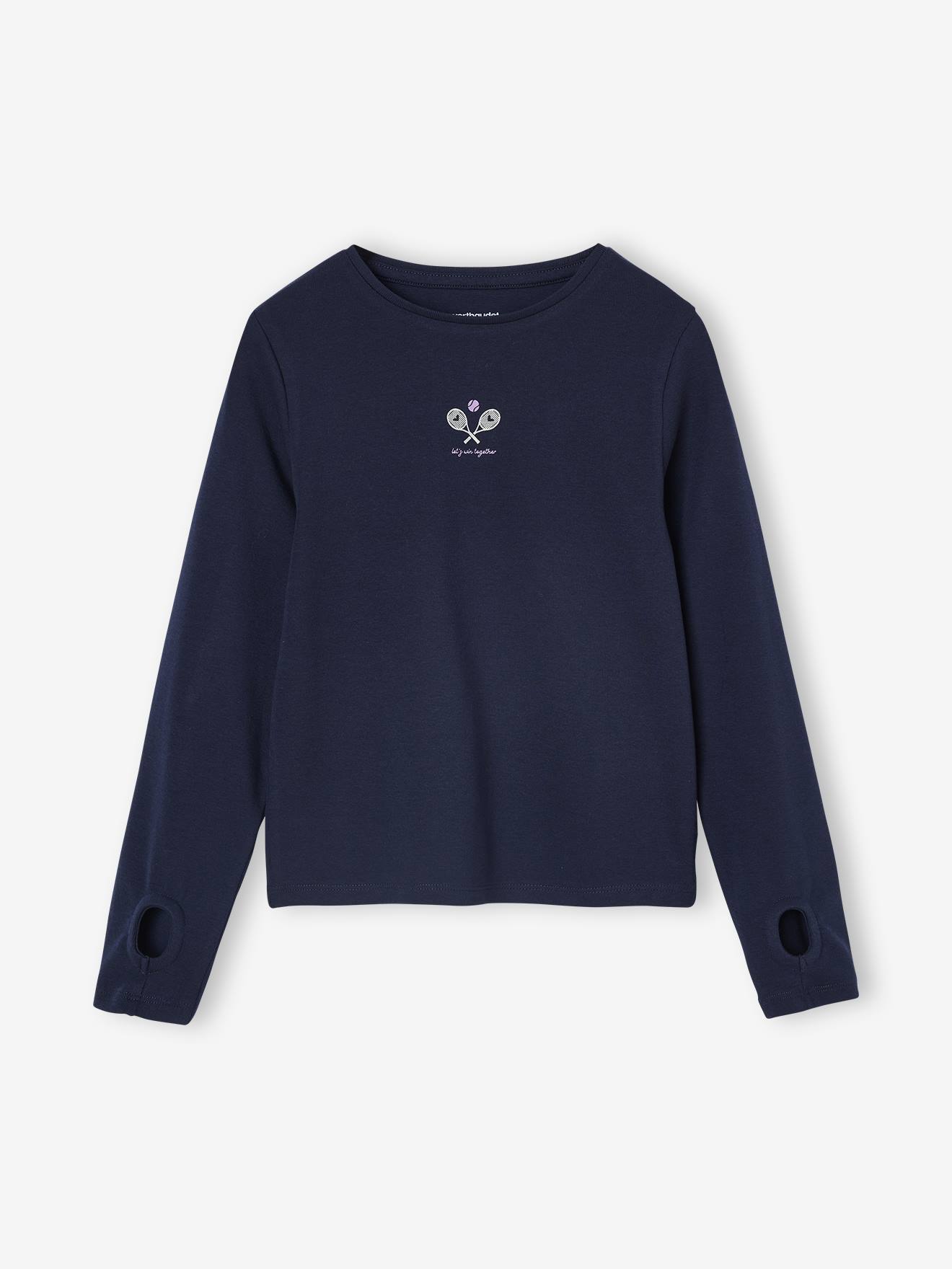 Long-Sleeved Tennis Motif Sports T-Shirt