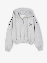 Girls-Cropped Sports Sweatshirt with Hood, for Girls