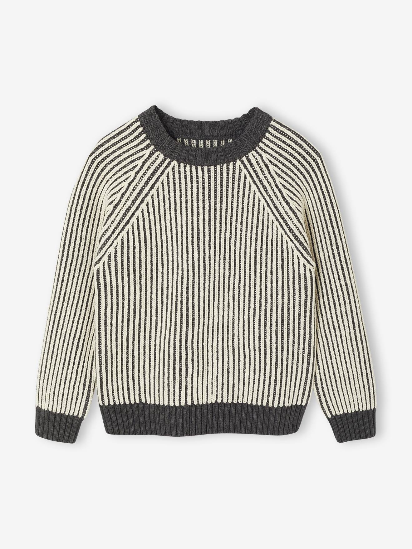 Two-Tone Long Sleeve Knitted Jumper anthracite