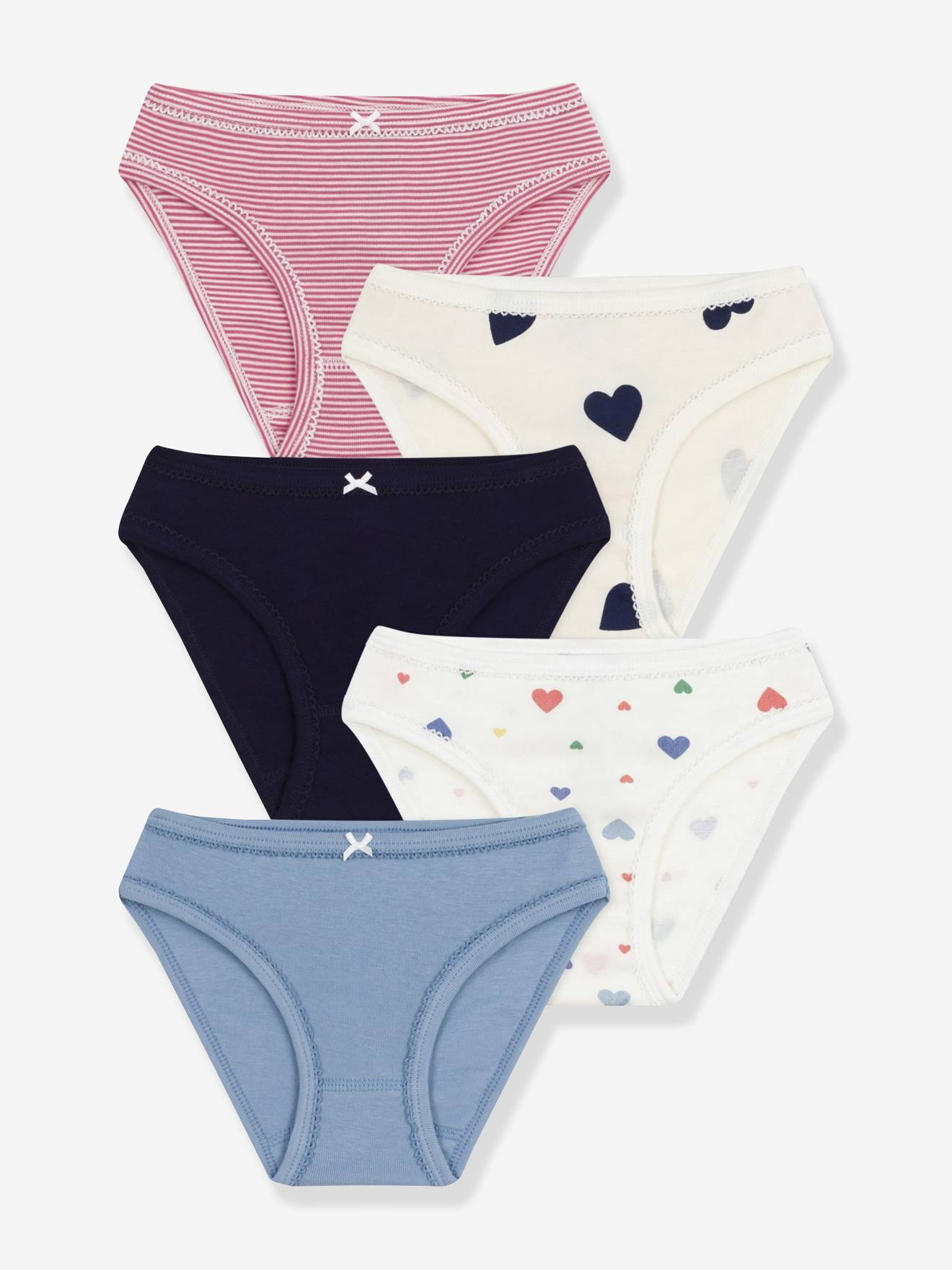 Heart Print Cotton Briefs for Girls