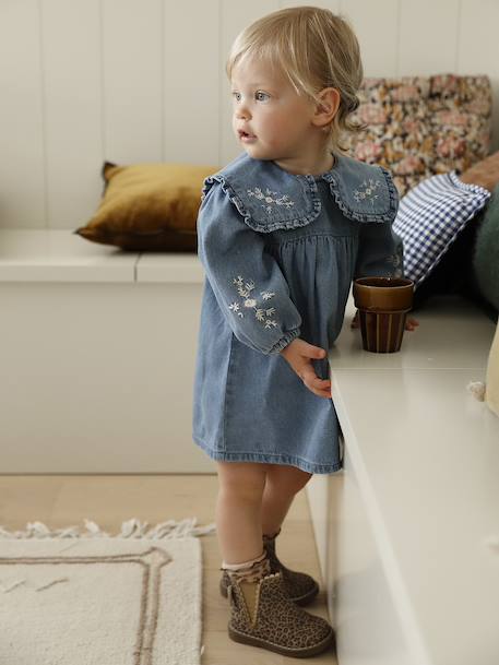 Leather Boots with Elastic, for Baby Girls black+bordeaux red+Camel+navy blue+printed beige 