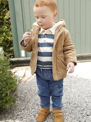 -Corduroy coat for babies with faux fur lining