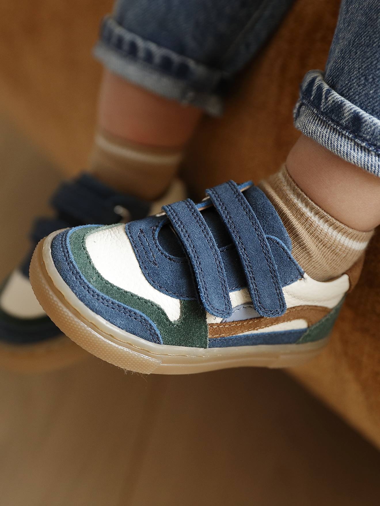 Trainers with Leather Hook-&-Loop Straps