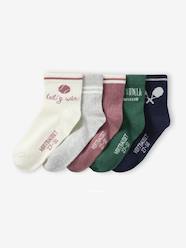 Pack of 5 Pairs of Sports Socks for Girls