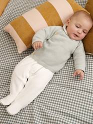 -Set of 3 Plain Knit Items for Newborns: Cardigan + Sleepsuit + Bodysuit