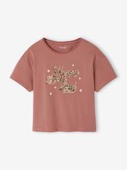-Short-Sleeved T-Shirt with Reversible Sequin Motif, for Girls