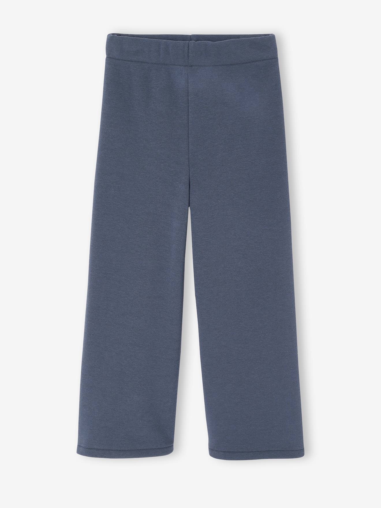 Girls' wide leggings lined with fleece knit emerald