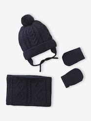 -Beanie, Snood & Mittens Set for Baby Boys
