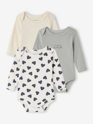 Pack of 3 Bodysuits with Cut-Away Shoulders, for Newborns
