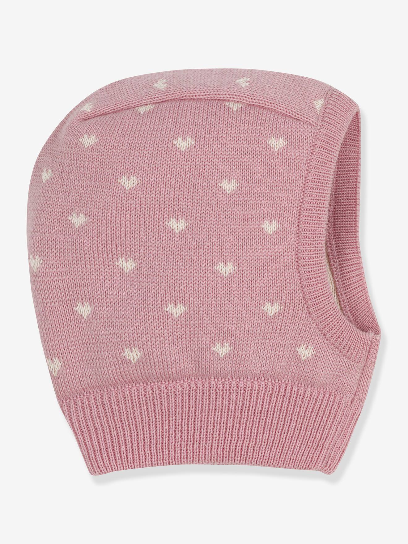 Wool & Cotton Balaclava with Hearts for Babies