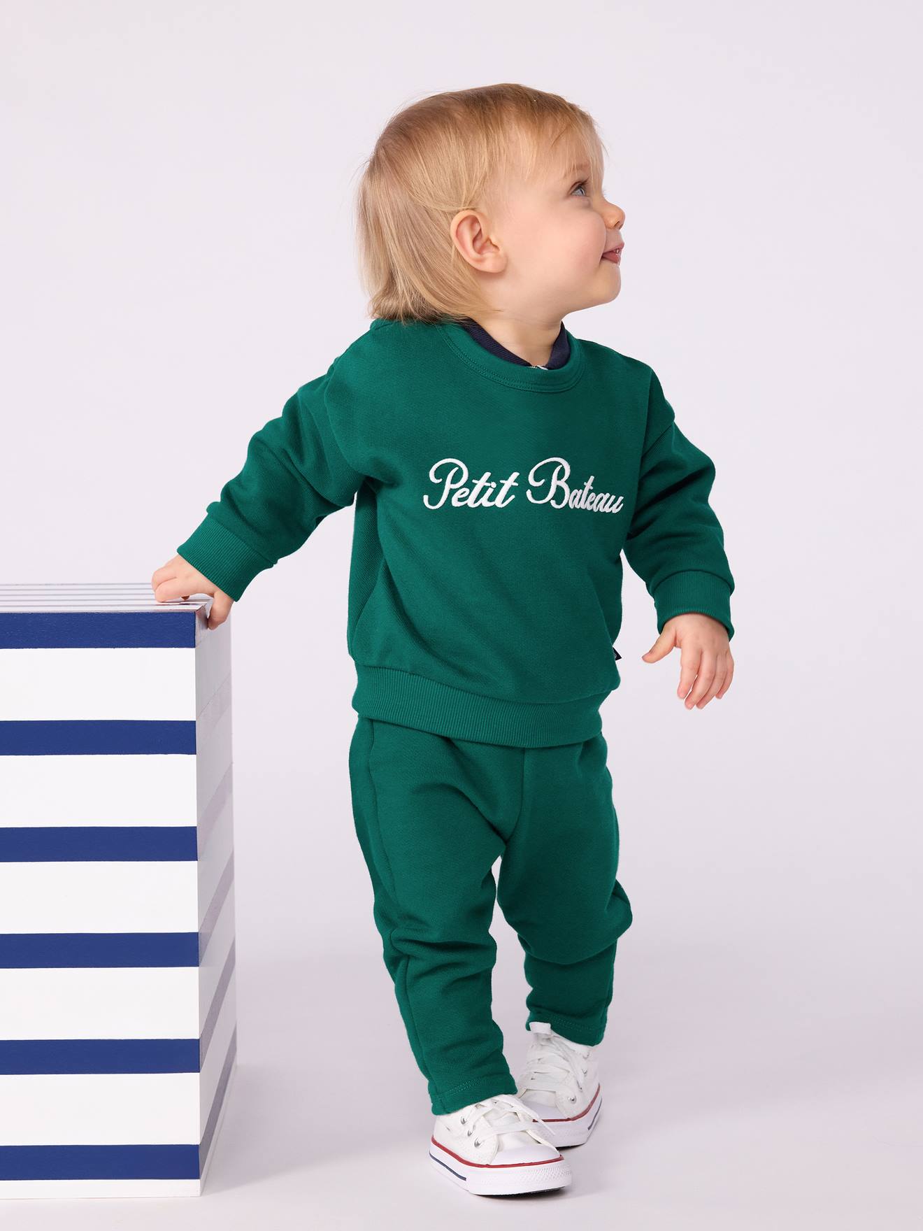 PETIT BATEAU embroidered cotton baby sweatshirt