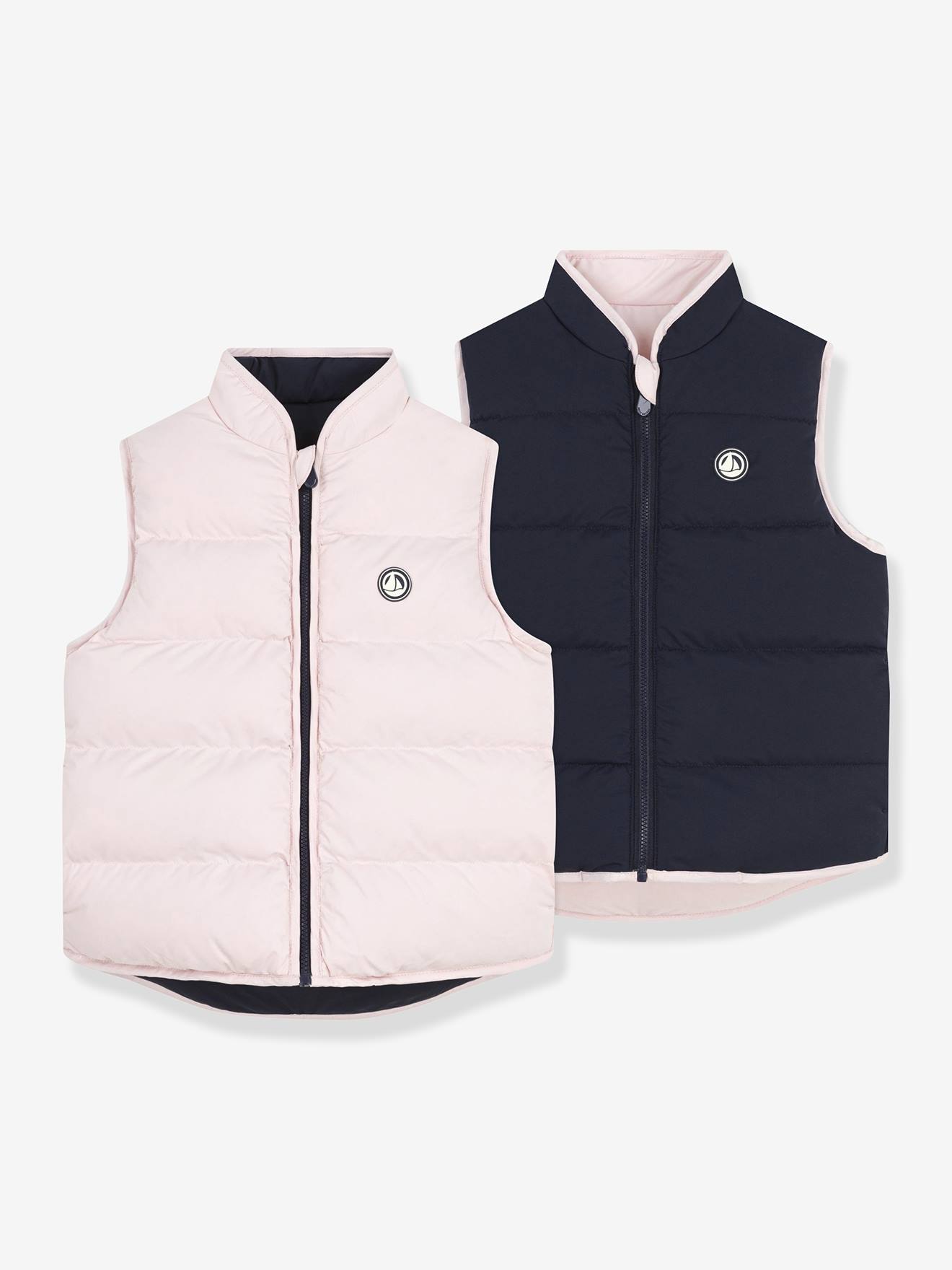 PETIT BATEAU reversible two-tone sleeveless lightweight jacket