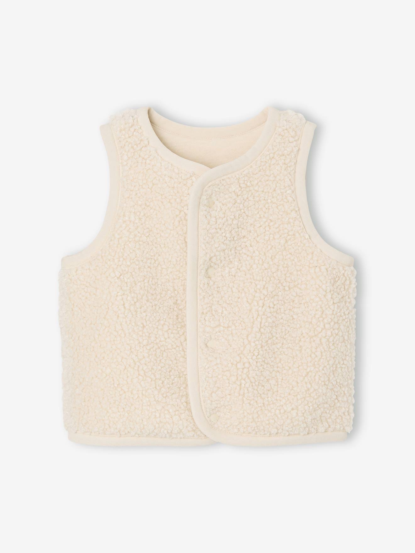 Sleeveless faux fur baby cardigan vanilla