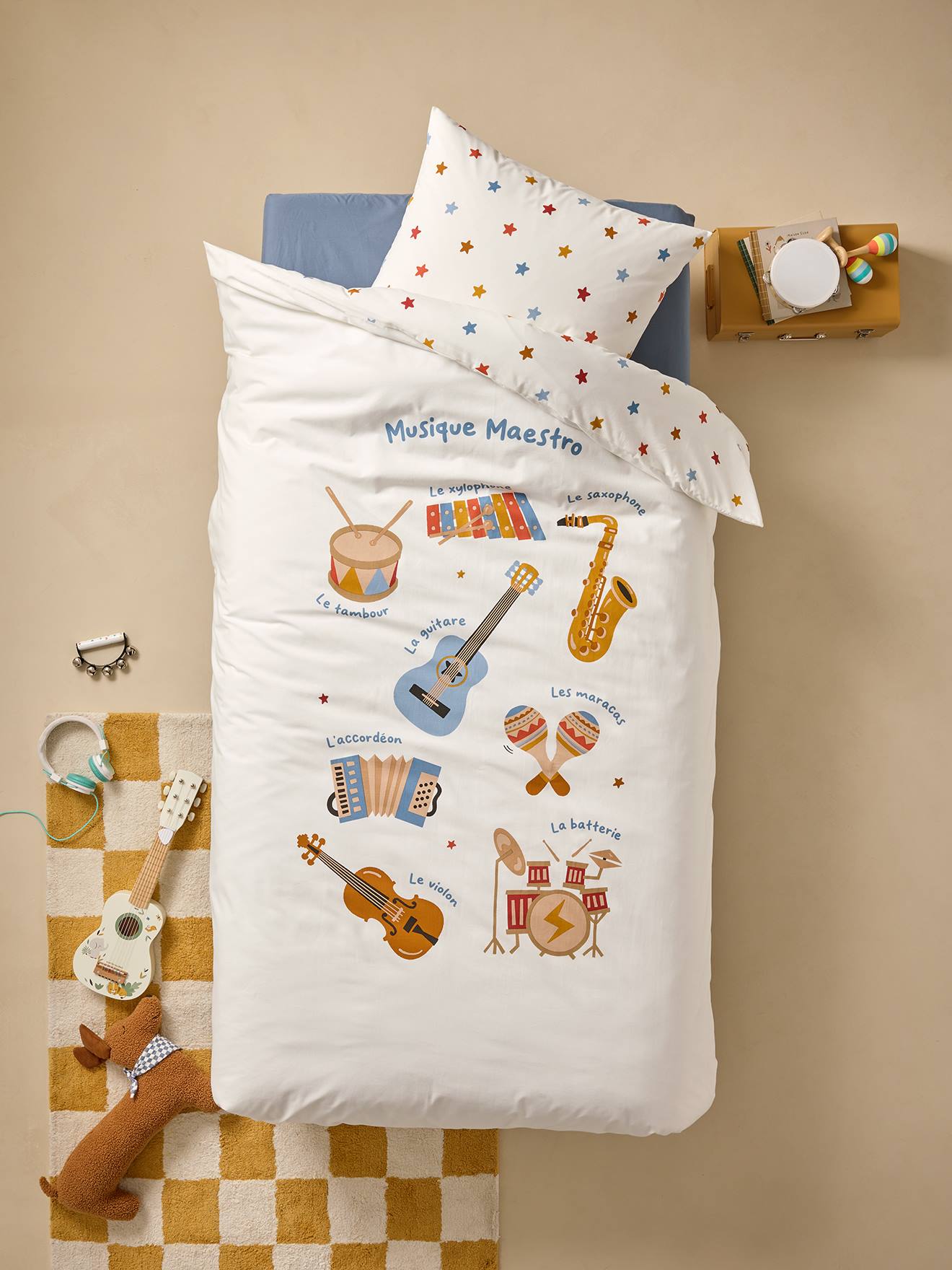 MUSIQUE LEXIQUE duvet cover set + pillowcase with recycled cotton printed