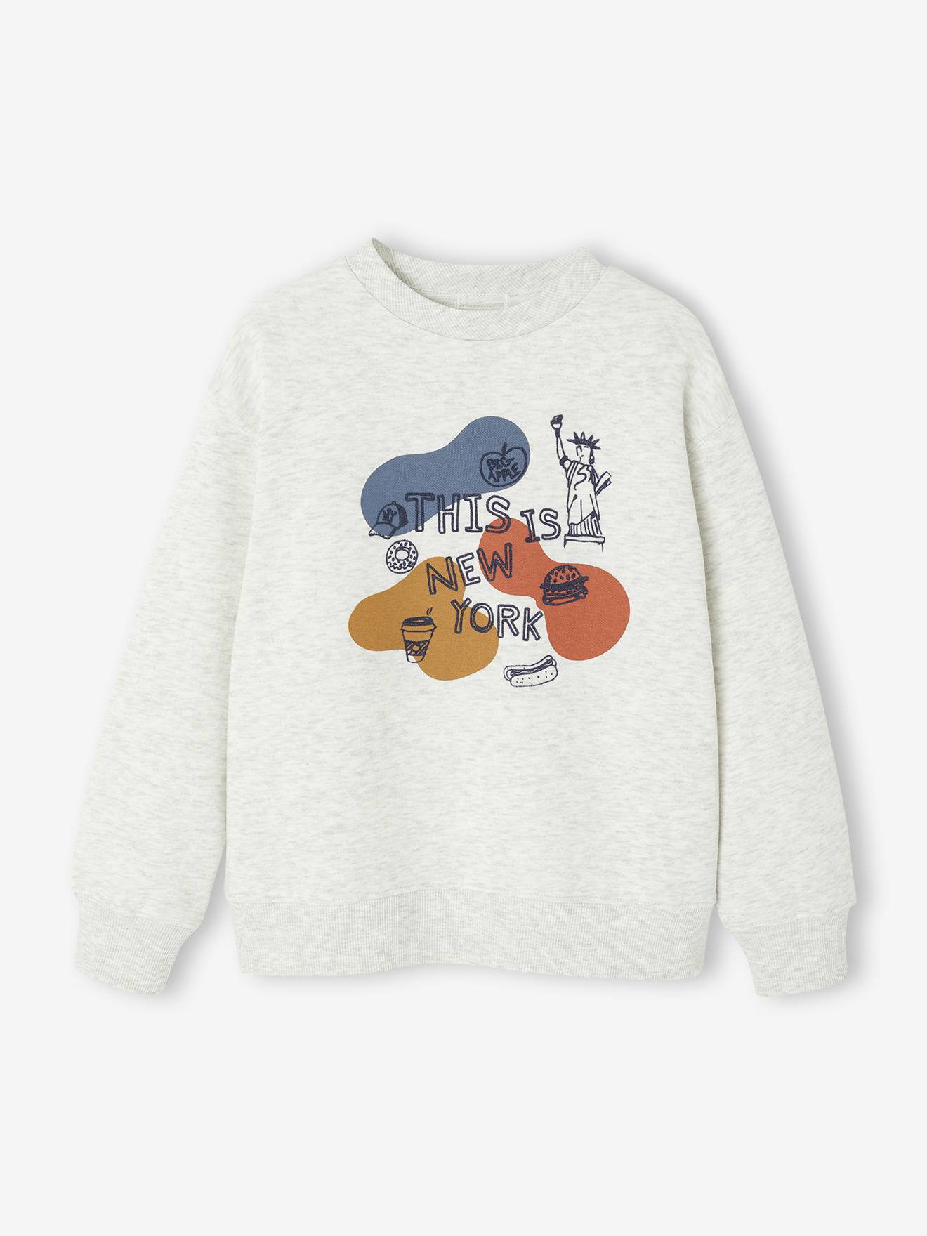 Sweatshirt with Print & Round Neckline
