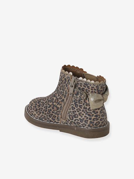 Leather Boots with Elastic, for Baby Girls black+bordeaux red+Camel+navy blue+printed beige 
