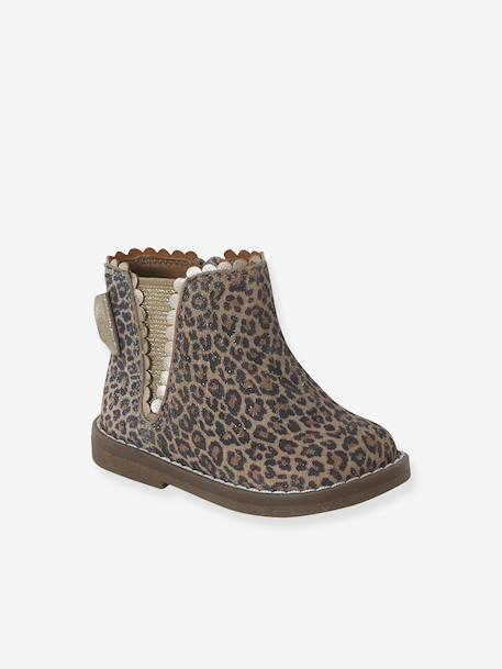 Leather Boots with Elastic, for Baby Girls black+bordeaux red+Camel+navy blue+printed beige 